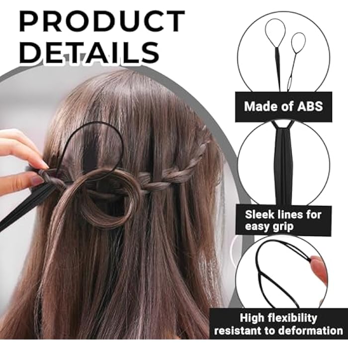 Wosyoodo Topsy Tail Hair Tool, Looping with Rat Comb, Tail French Braid Loop Tool, Fast Hair Styling Accessories, Braiding Tool for Making Style - Image 4